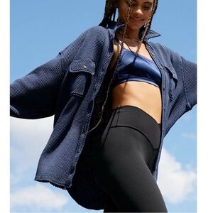 Aerie lumberjane waffle shirt blue